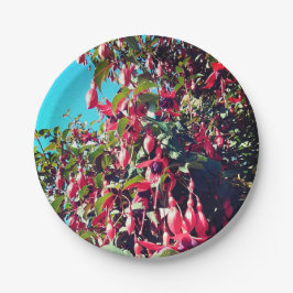 Plato De Papel Flores rojas