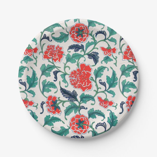 Plato De Papel Flores rojas (Anverso)