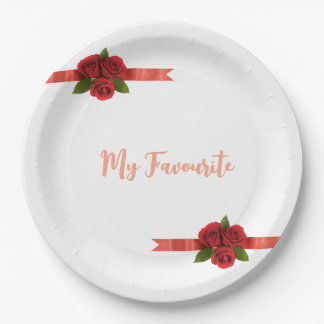 Plato De Papel Flores Rojas Favorito