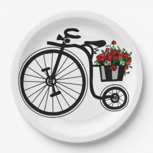 Plato De Papel Flores románticas Placas de papel de bicicleta