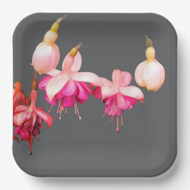 Plato De Papel Flores rosa y crema