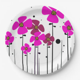 Plato De Papel Flores rosadas