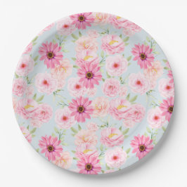 Plato De Papel Flores rosas