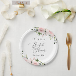 Plato De Papel Flores Rubor, flores rosas, boho, ducha de novias