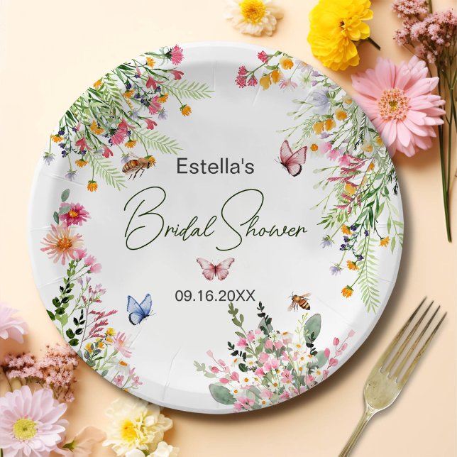 Plato De Papel Flores salvajes de primavera moderna con ducha de  (Subido por el creador)