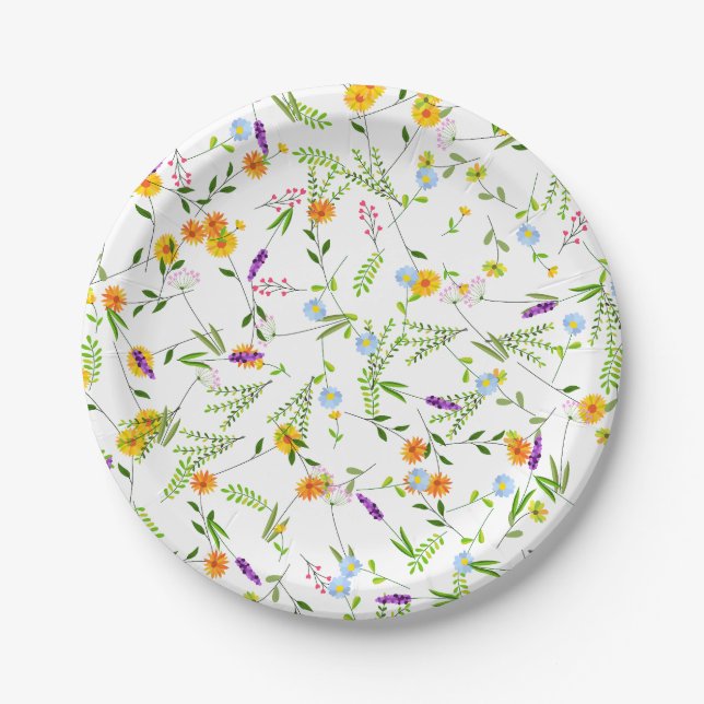 Plato De Papel Flores salvajes de verano de primavera (Anverso)
