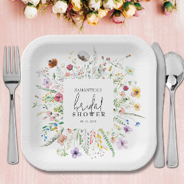 Plato De Papel Flores salvajes Ducha de novias