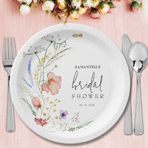 Plato De Papel Flores salvajes Ducha de novias