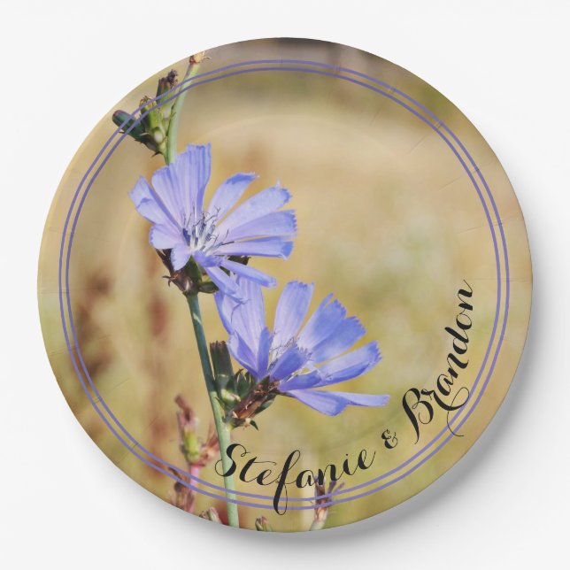Plato De Papel Flores salvajes en el Boda matutino (Anverso)