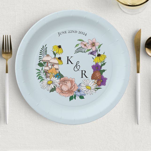 Plato De Papel Flores salvajes Flores Azules Florales (Subido por el creador)