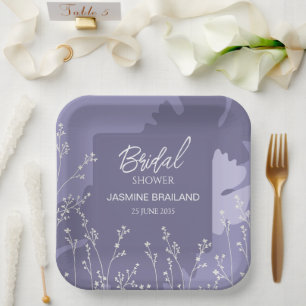Plato De Papel Flores salvajes Moradas Sombras Brigada Floral