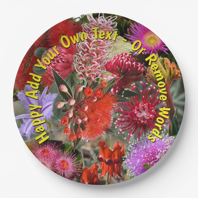 Plato De Papel Flores salvajes nativas australianas de 9" (Anverso)
