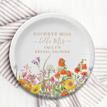 Plato De Papel Flores salvajes y coloridas despedidas señorita Br<br><div class="desc">Flores salvajes de colores Boda rural Adiós Miss Fiesta de papel de ducha de novia Las placas presentan flores de campo de bonito en naranja, amarillo, morado y rosa sobre un fondo blanco con la información de su personalizado. Perfecto para su Fiesta especial de Hen, Bachelorette Party, Bridal Shower, Fiesta...</div>