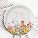 Plato De Papel Flores salvajes y coloridas despedidas señorita Br<br><div class="desc">Flores salvajes de colores Boda rural Adiós Miss Fiesta de papel de ducha de novia Las placas presentan flores de campo de bonito en naranja, amarillo, morado y rosa sobre un fondo blanco con la información de su personalizado. Perfecto para su Fiesta especial de Hen, Bachelorette Party, Bridal Shower, Fiesta...</div>