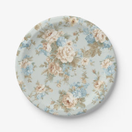 Plato De Papel Flores Shabby Chic