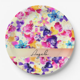 Plato De Papel Flores Shabby Flowers Meadow