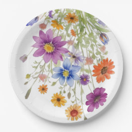 Plato De Papel Flores silvestres