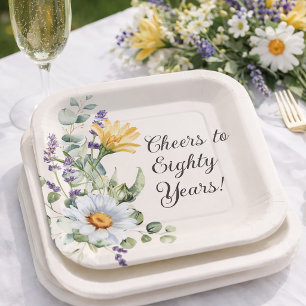 Plato De Papel Flores Silvestres Amarillas Margaritas Blancas Sal