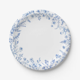 Plato De Papel Flores silvestres azules