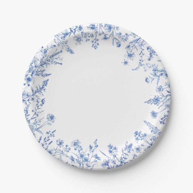 Plato De Papel Flores silvestres azules (Anverso)
