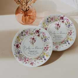 Plato De Papel Flores silvestres bebé en Baby Shower en Bloom