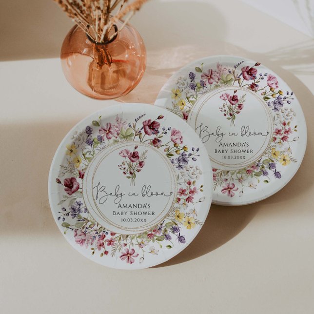 Plato De Papel Flores silvestres bebé en Baby Shower en Bloom (Subido por el creador)