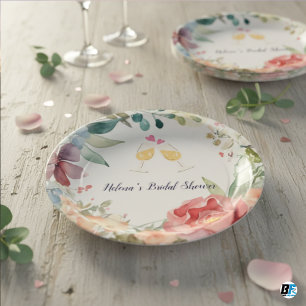 Plato De Papel Flores silvestres bohemias foto Arco ducha de novi