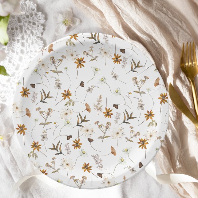 Plato De Papel Flores silvestres caen Floral Bridal Shower (Subido por el creador)