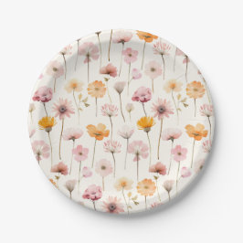 Plato De Papel Flores silvestres de agua floral Boho