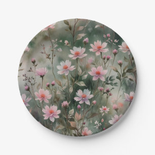 Plato De Papel Flores silvestres de bonito