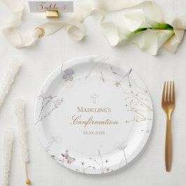 Plato De Papel Flores silvestres de confirmación