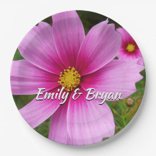 Plato De Papel Flores silvestres de cosmos rosa