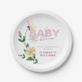 Plato De Papel Flores silvestres de Moda en el Baby Shower de Blo