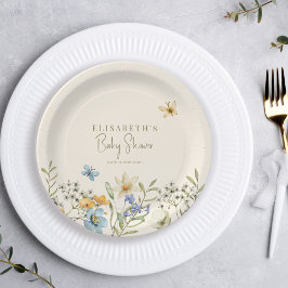 Plato De Papel Flores silvestres de primavera ducha de bebé perso