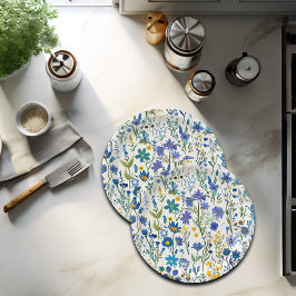 Plato De Papel Flores silvestres del jardín azul ruso