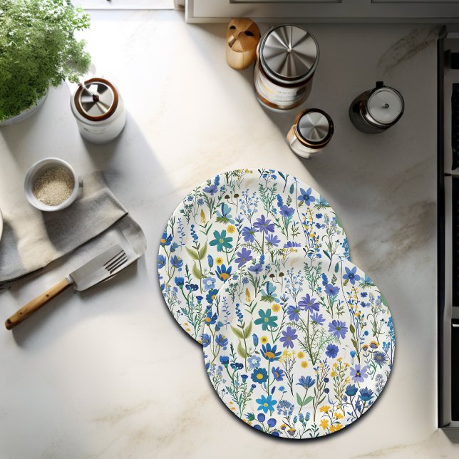 Plato De Papel Flores silvestres del jardín azul ruso (Subido por el creador)