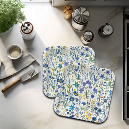 Plato De Papel Flores silvestres del jardín azul ruso