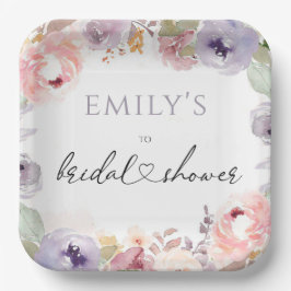 Plato De Papel Flores silvestres Elegante ducha de novia Placa de