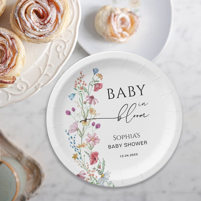 Plato De Papel Flores silvestres en el Baby Shower de Bloom (Subido por el creador)