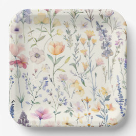 Plato De Papel Flores Silvestres Floral