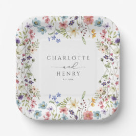Plato De Papel Flores silvestres florales Boda simple