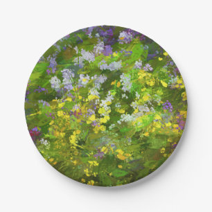 Plato De Papel Flores silvestres Impasto Pintura - Arte de flores