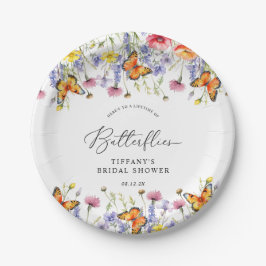 Plato De Papel Flores Silvestres Lindas Mariposas Bridal Shower F