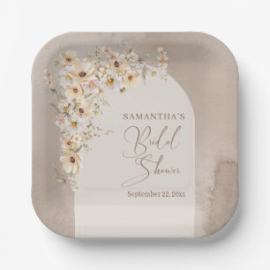 Plato De Papel Flores silvestres modernas ducha marfileñas marfil