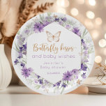 Plato De Papel Flores silvestres moradas mariposa besa ducha de b<br><div class="desc">Flores silvestres moradas mariposa besa ducha de bebé Papel Placas de juego disponibles.</div>