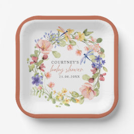 Plato De Papel Flores suaves libera a Boho Moda Baby Shower
