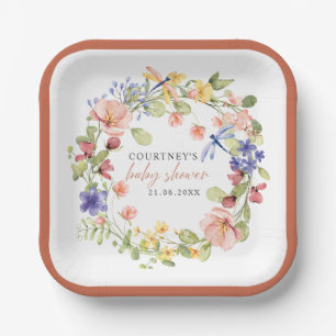 Plato De Papel Flores suaves libera a Boho Moda Baby Shower