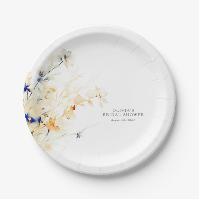 Plato De Papel Flores Terrosas Elegante Minimalista (Anverso)