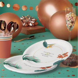 Plato De Papel Flores tropicales Bodas Fancy