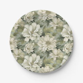 Plato De Papel Flores verdes de sabio bohemio